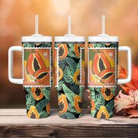 Aloha Hawaii Mikana Tumbler With Handle Hawaiian Papaya Stylized Stamp LT14 - Polynesian Pride