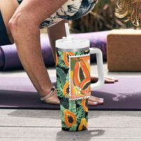 Aloha Hawaii Mikana Tumbler With Handle Hawaiian Papaya Stylized Stamp LT14 - Polynesian Pride