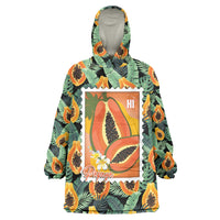 Aloha Hawaii Mikana Wearable Blanket Hoodie Hawaiian Papaya Stylized Stamp LT14 One Size Green - Polynesian Pride
