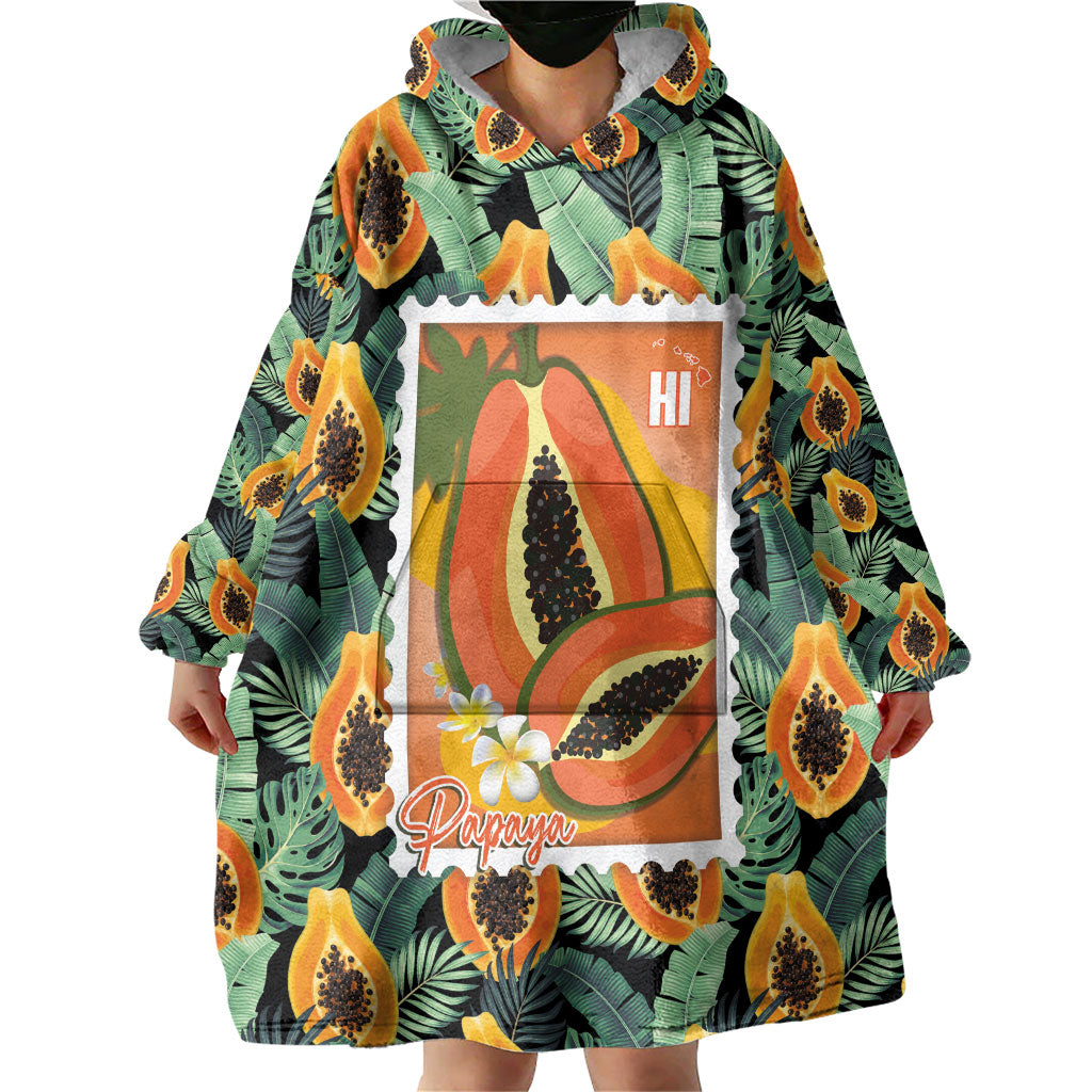 Aloha Hawaii Mikana Wearable Blanket Hoodie Hawaiian Papaya Stylized Stamp LT14 - Polynesian Pride