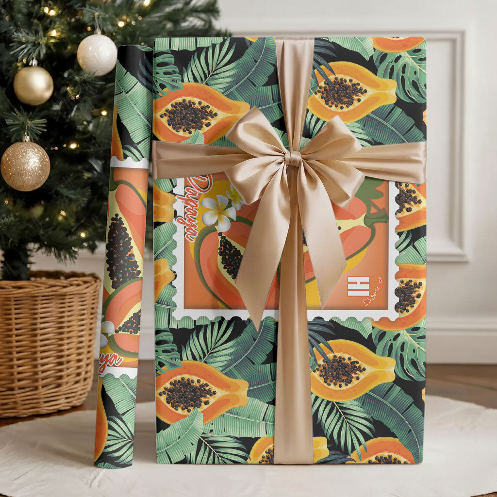 Aloha Hawaii Mikana Wrapping Paper Hawaiian Papaya Stylized Stamp LT14 - Polynesian Pride