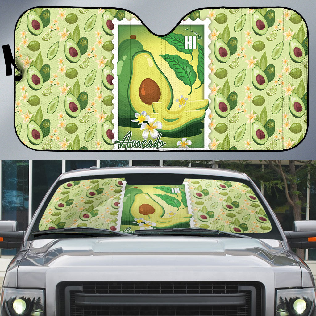 Aloha Hawaii Avocado Auto Sun Shade Hawaiian Fruit Stylized Stamp