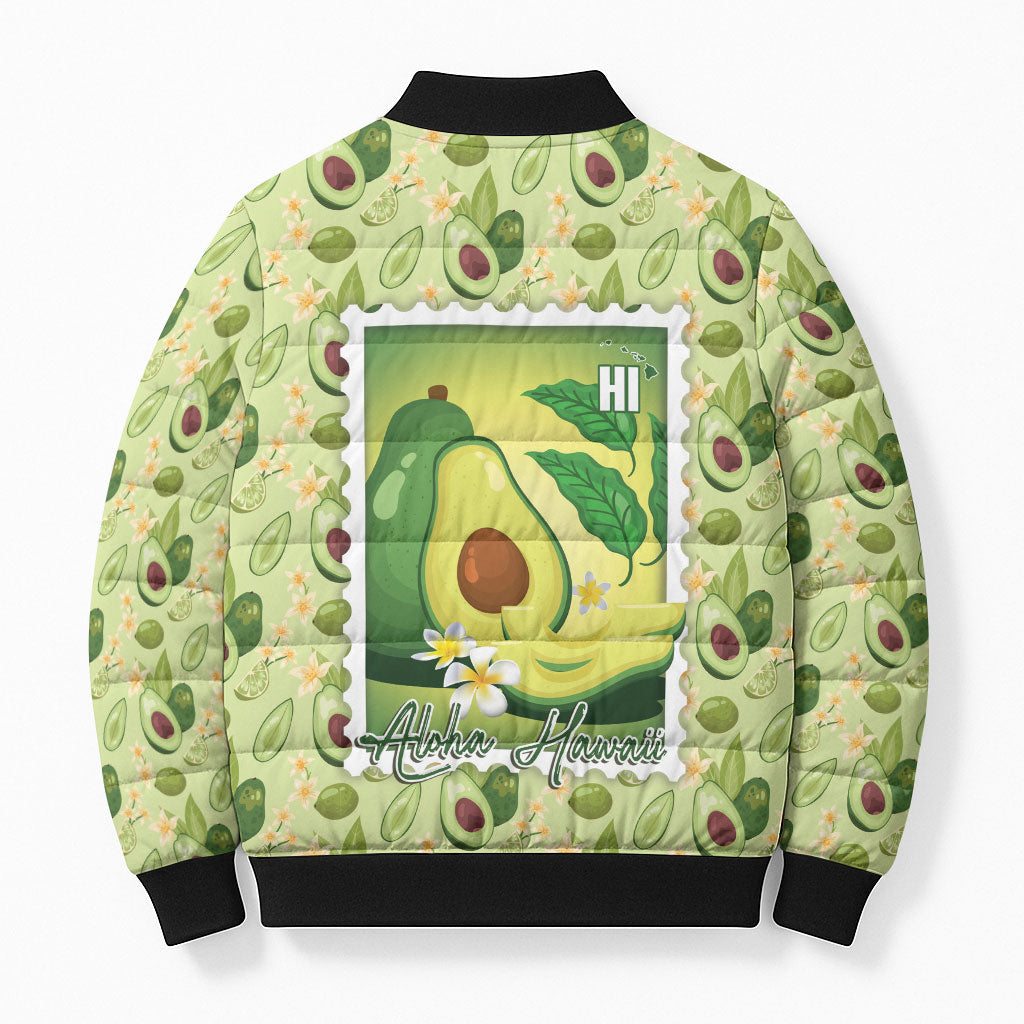 Aloha Hawaii Avocado Bomber Puffer Jacket Hawaiian Fruit Stylized Stamp LT14 - Polynesian Pride
