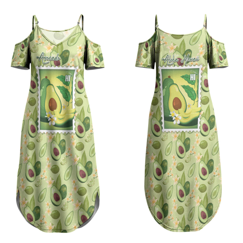 Aloha Hawaii Avocado Couples Matching Summer Maxi Dress and Hawaiian Shirt Hawaiian Fruit Stylized Stamp LT14 - Polynesian Pride