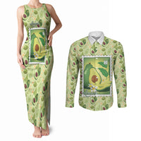 Aloha Hawaii Avocado Couples Matching Tank Maxi Dress and Long Sleeve Button Shirt Hawaiian Fruit Stylized Stamp LT14 Green - Polynesian Pride