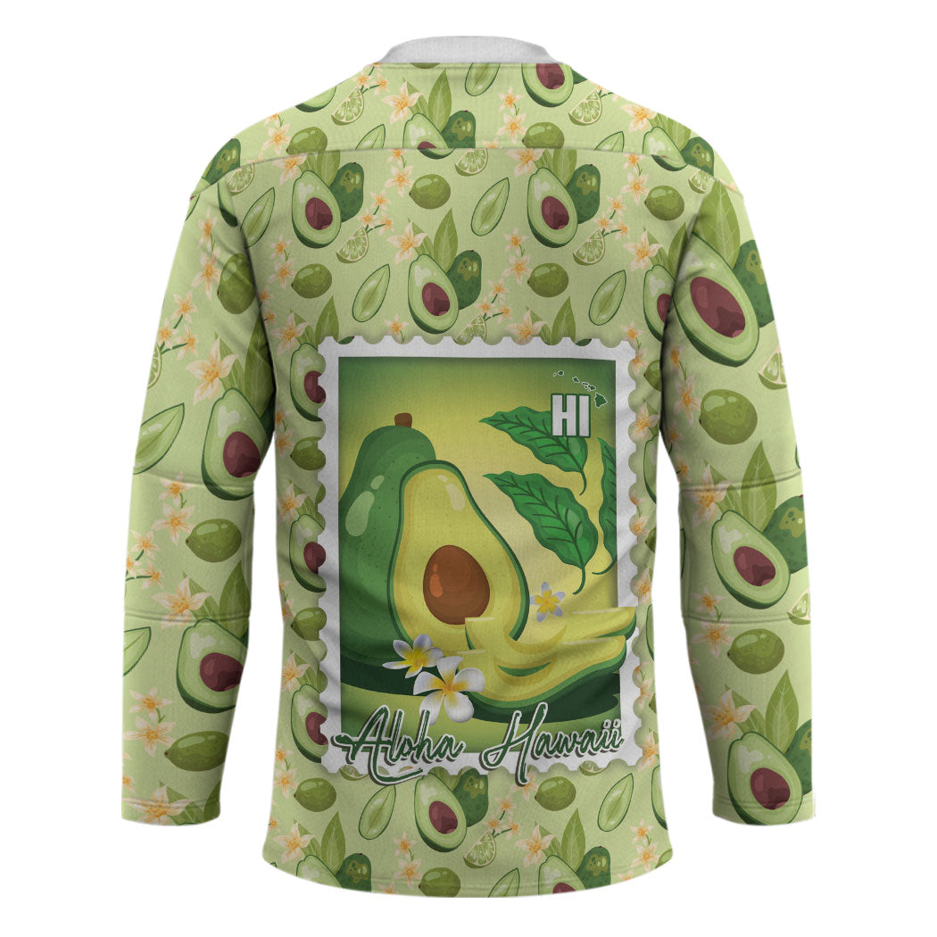 Aloha Hawaii Avocado Hockey Jersey Hawaiian Fruit Stylized Stamp LT14 - Polynesian Pride