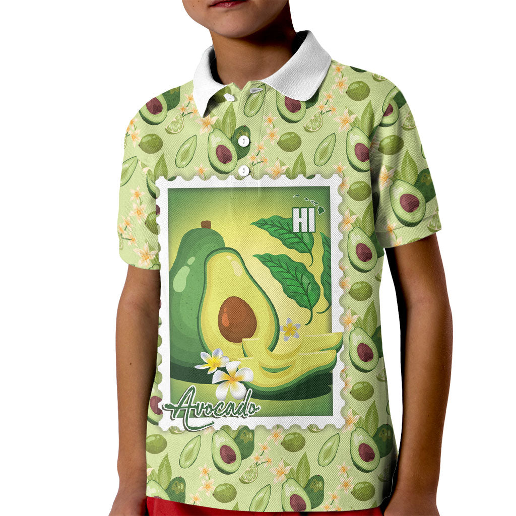 Aloha Hawaii Avocado Kid Polo Shirt Hawaiian Fruit Stylized Stamp