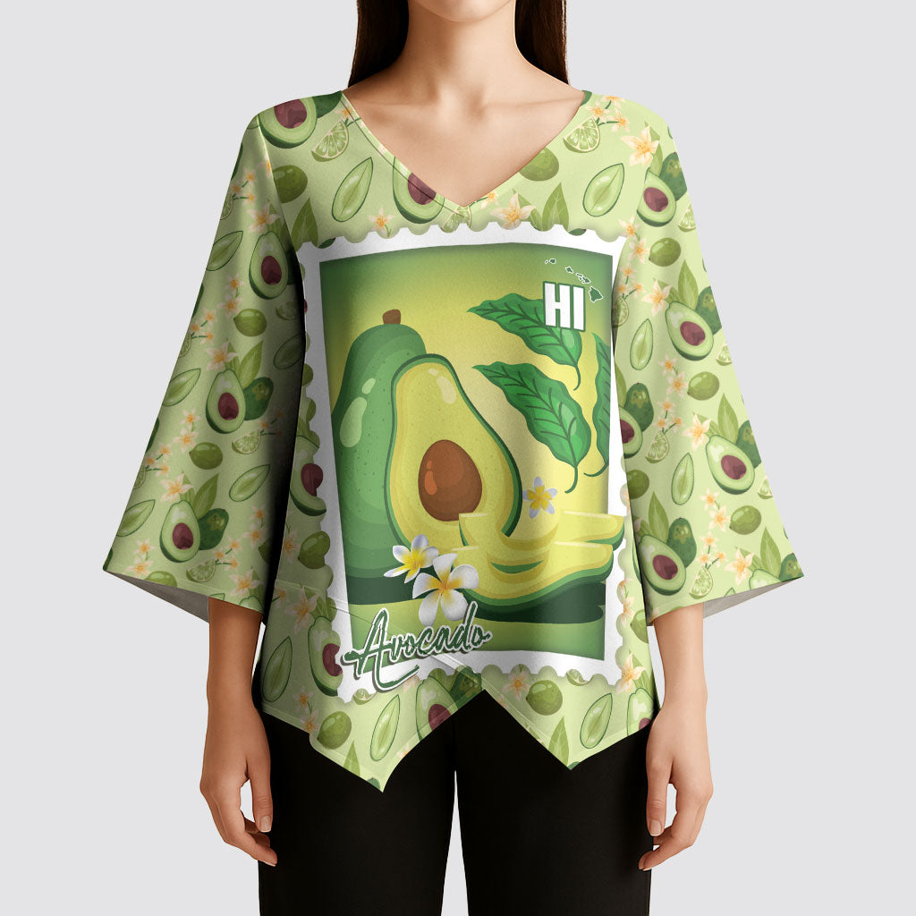 Aloha Hawaii Avocado Kimono Sleeve Blouse Hawaiian Fruit Stylized Stamp LT14 - Polynesian Pride