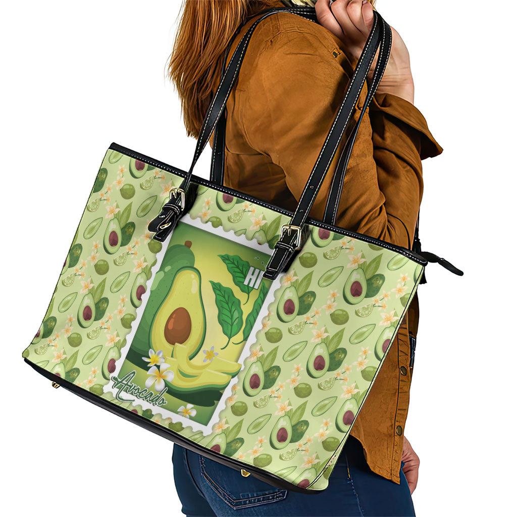 Aloha Hawaii Avocado Leather Tote Bag Hawaiian Fruit Stylized Stamp LT14 - Polynesian Pride