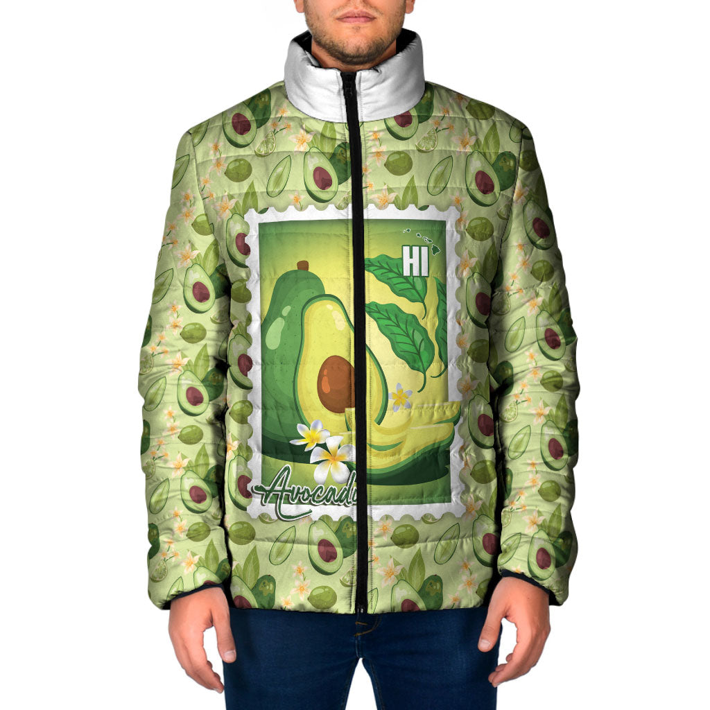 Aloha Hawaii Avocado Padded Jacket Hawaiian Fruit Stylized Stamp
