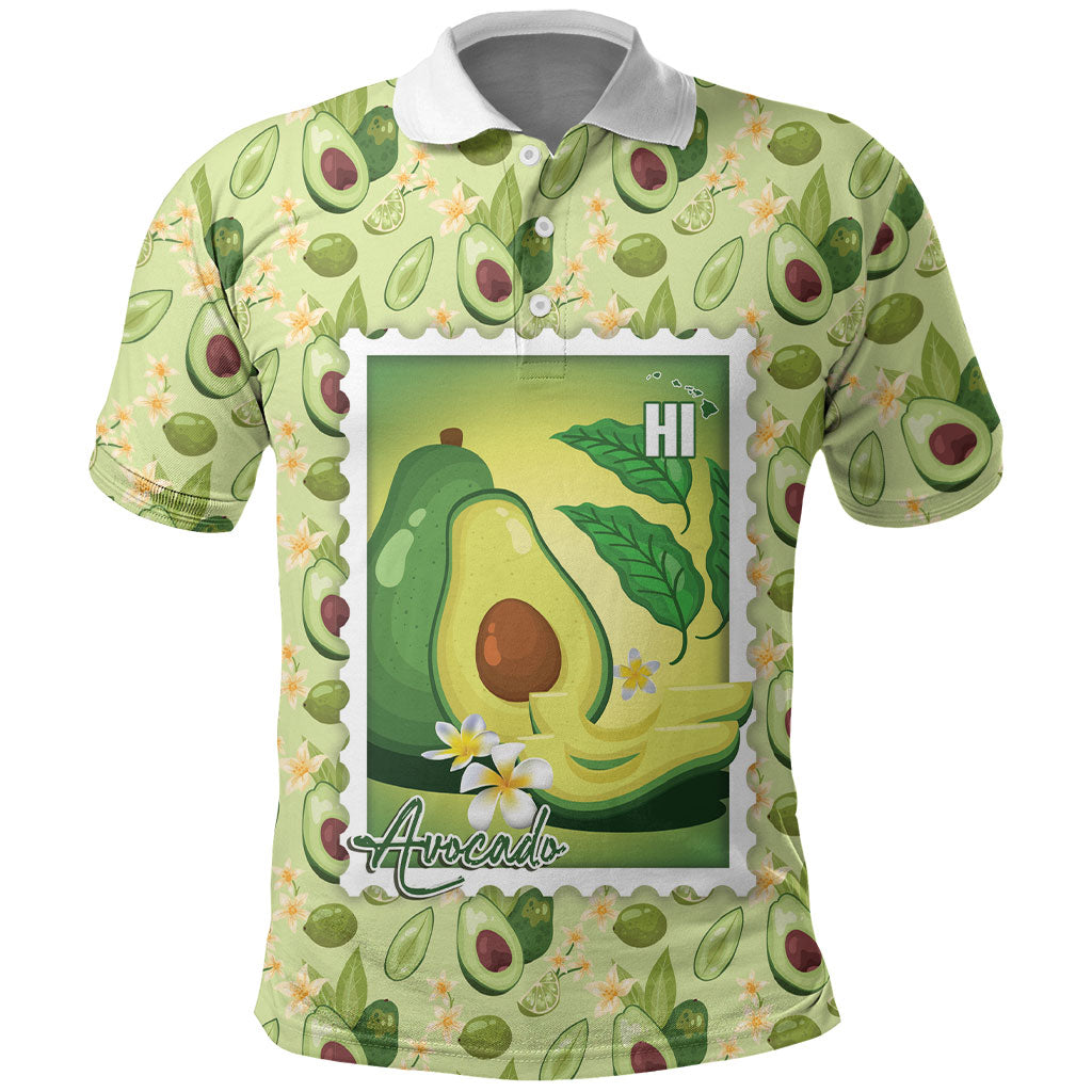 Aloha Hawaii Avocado Polo Shirt Hawaiian Fruit Stylized Stamp