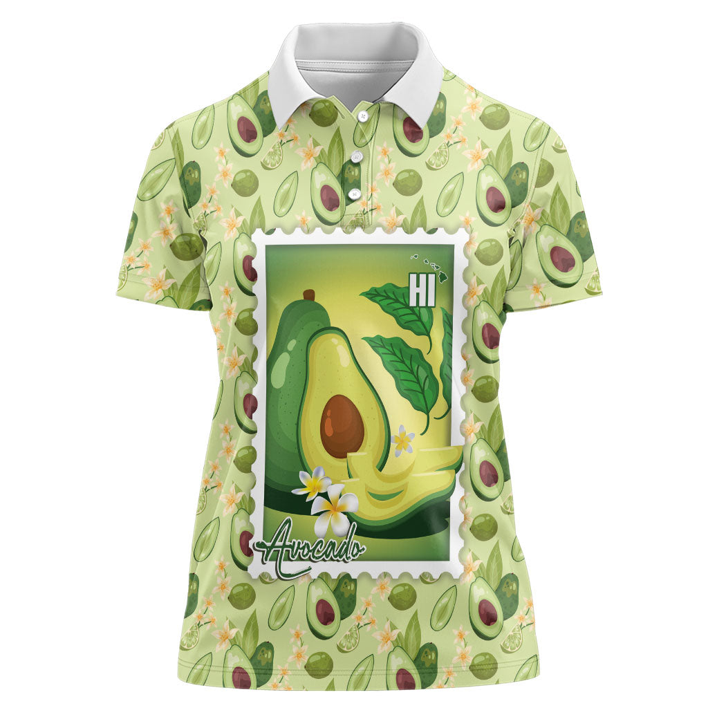 Aloha Hawaii Avocado Women Polo Shirt Hawaiian Fruit Stylized Stamp LT14 Female Green - Polynesian Pride