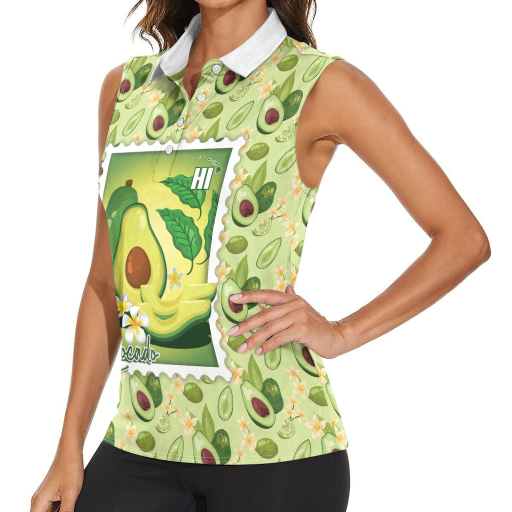 Aloha Hawaii Avocado Women Sleeveless Polo Shirt Hawaiian Fruit Stylized Stamp LT14 - Polynesian Pride