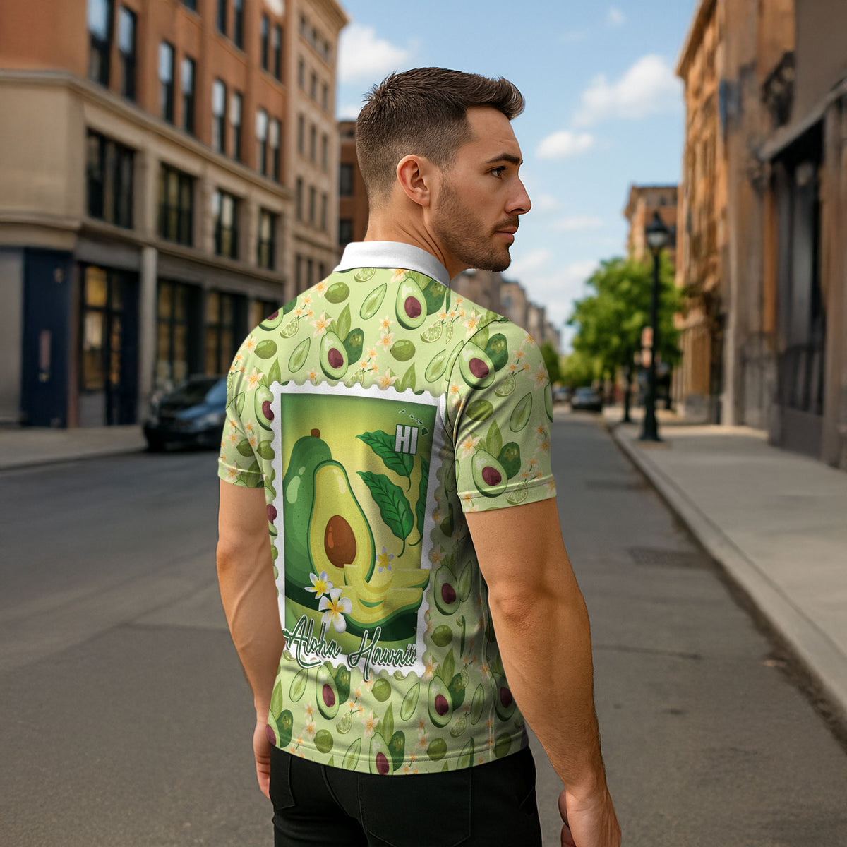 Aloha Hawaii Avocado Zipper Polo Shirt Hawaiian Fruit Stylized Stamp LT14 - Polynesian Pride
