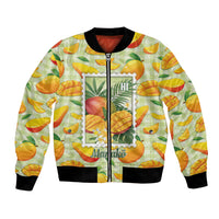 Aloha Hawaii Manako Palaka Motifs Bomber Jacket Hawaiian Mango Stylized Stamp LT14 Unisex Yellow - Polynesian Pride