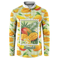 Aloha Hawaii Manako Palaka Motifs Button Sweatshirt Hawaiian Mango Stylized Stamp LT14 Yellow - Polynesian Pride