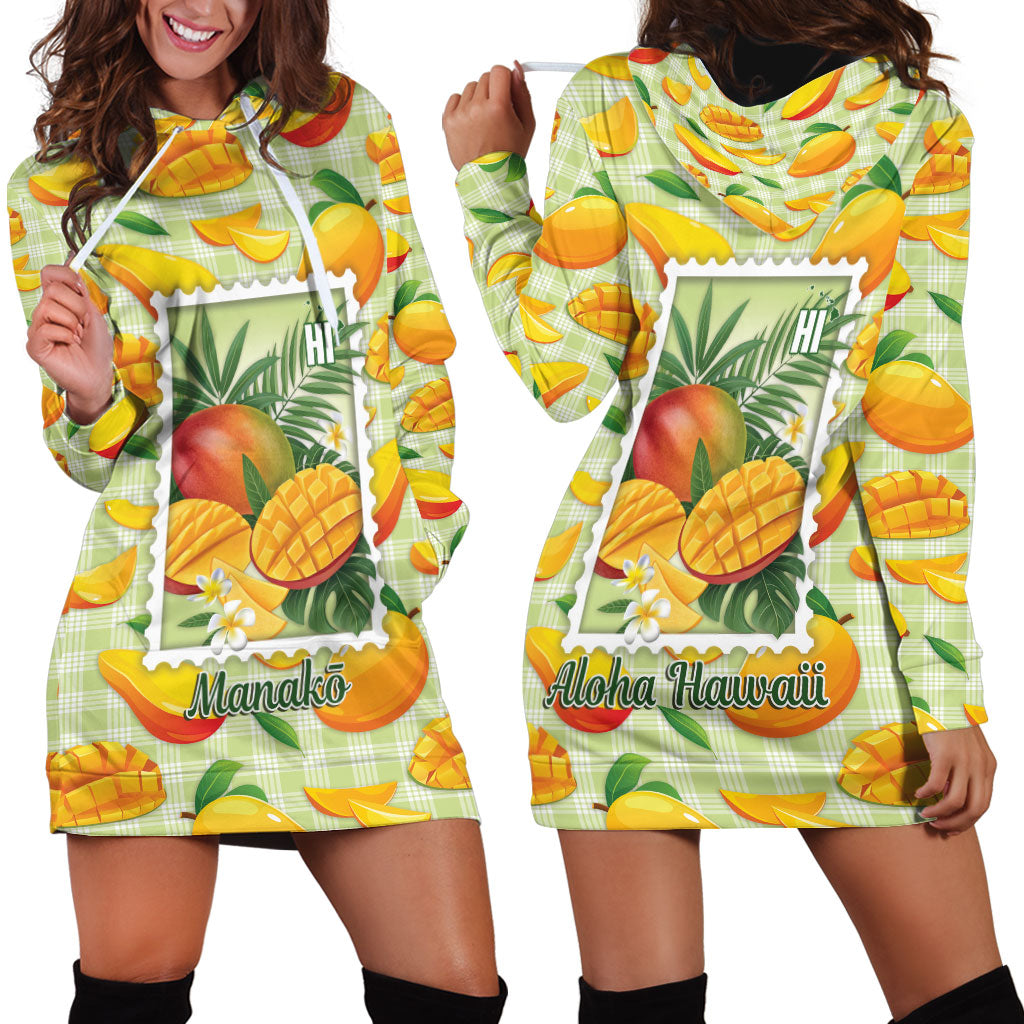 Aloha Hawaii Manako Palaka Motifs Hoodie Dress Hawaiian Mango Stylized Stamp LT14 - Polynesian Pride