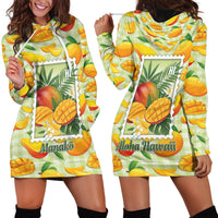 Aloha Hawaii Manako Palaka Motifs Hoodie Dress Hawaiian Mango Stylized Stamp LT14 - Polynesian Pride
