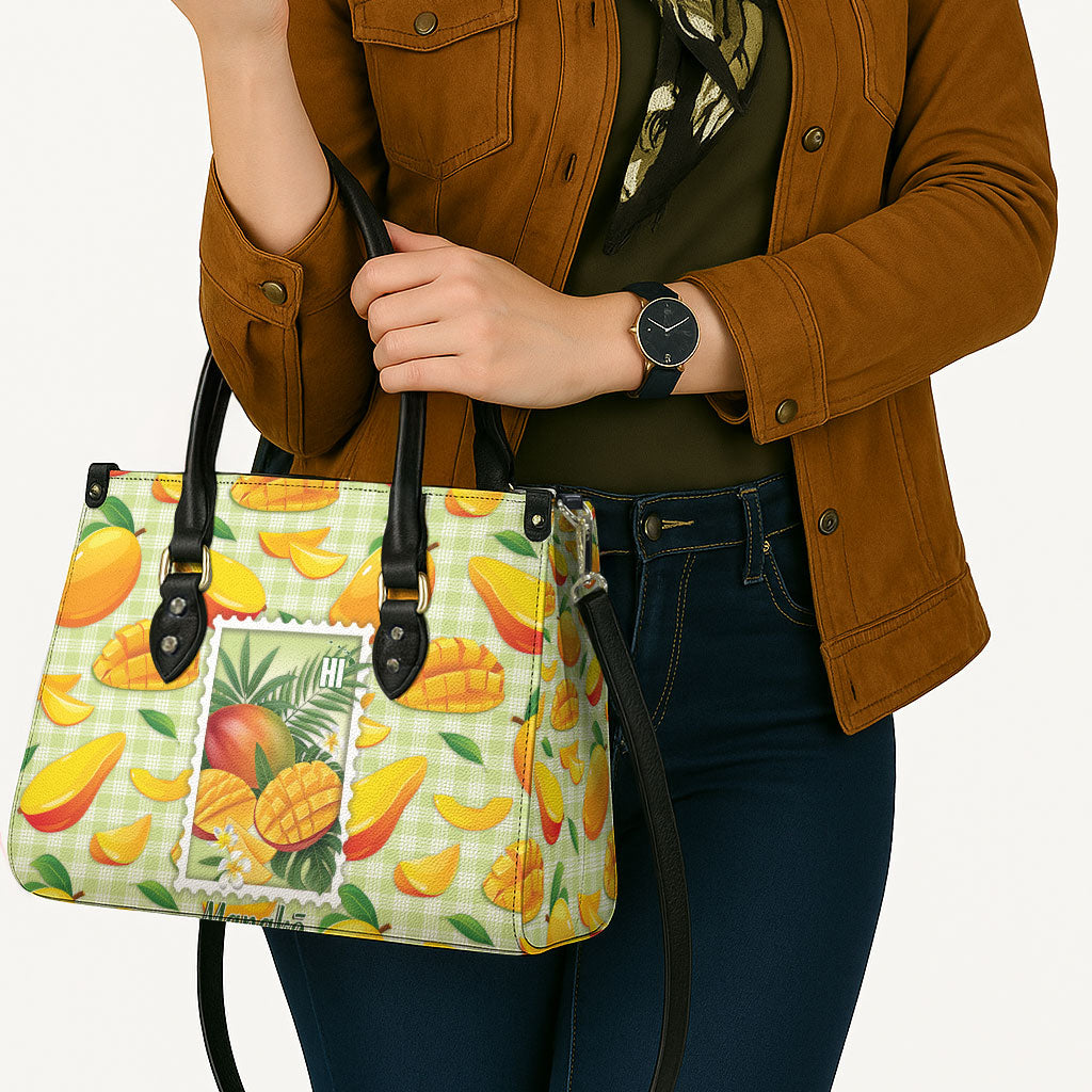Aloha Hawaii Manako Palaka Motifs Leather Bag Hawaiian Mango Stylized Stamp LT14 - Polynesian Pride