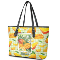 Aloha Hawaii Manako Palaka Motifs Leather Tote Bag Hawaiian Mango Stylized Stamp LT14 - Polynesian Pride