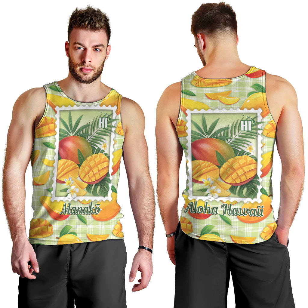 Aloha Hawaii Manako Palaka Motifs Men Tank Top Hawaiian Mango Stylized Stamp LT14 - Polynesian Pride