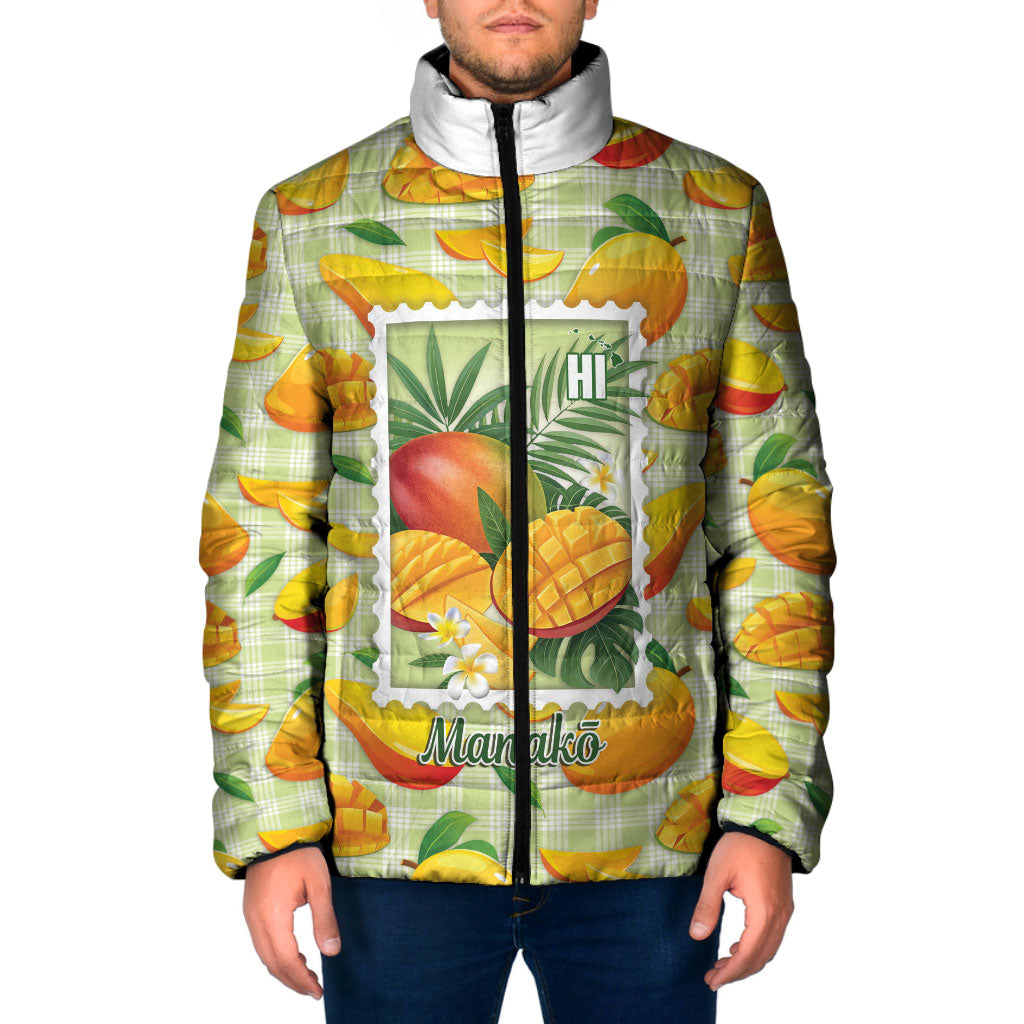Aloha Hawaii Manako Palaka Motifs Padded Jacket Hawaiian Mango Stylized Stamp