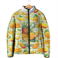 Aloha Hawaii Manako Palaka Motifs Padded Jacket Hawaiian Mango Stylized Stamp LT14 - Polynesian Pride