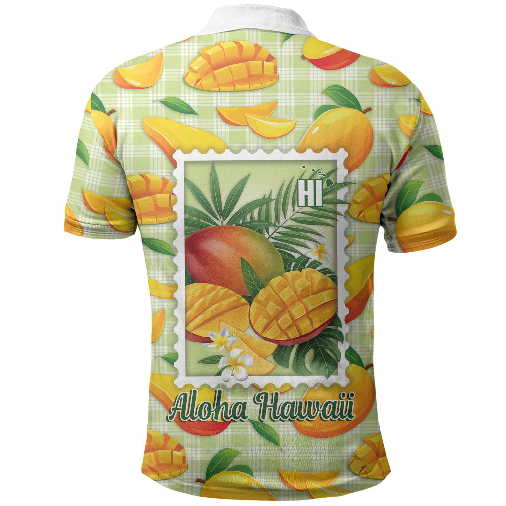 Aloha Hawaii Manako Palaka Motifs Polo Shirt Hawaiian Mango Stylized Stamp LT14 - Polynesian Pride