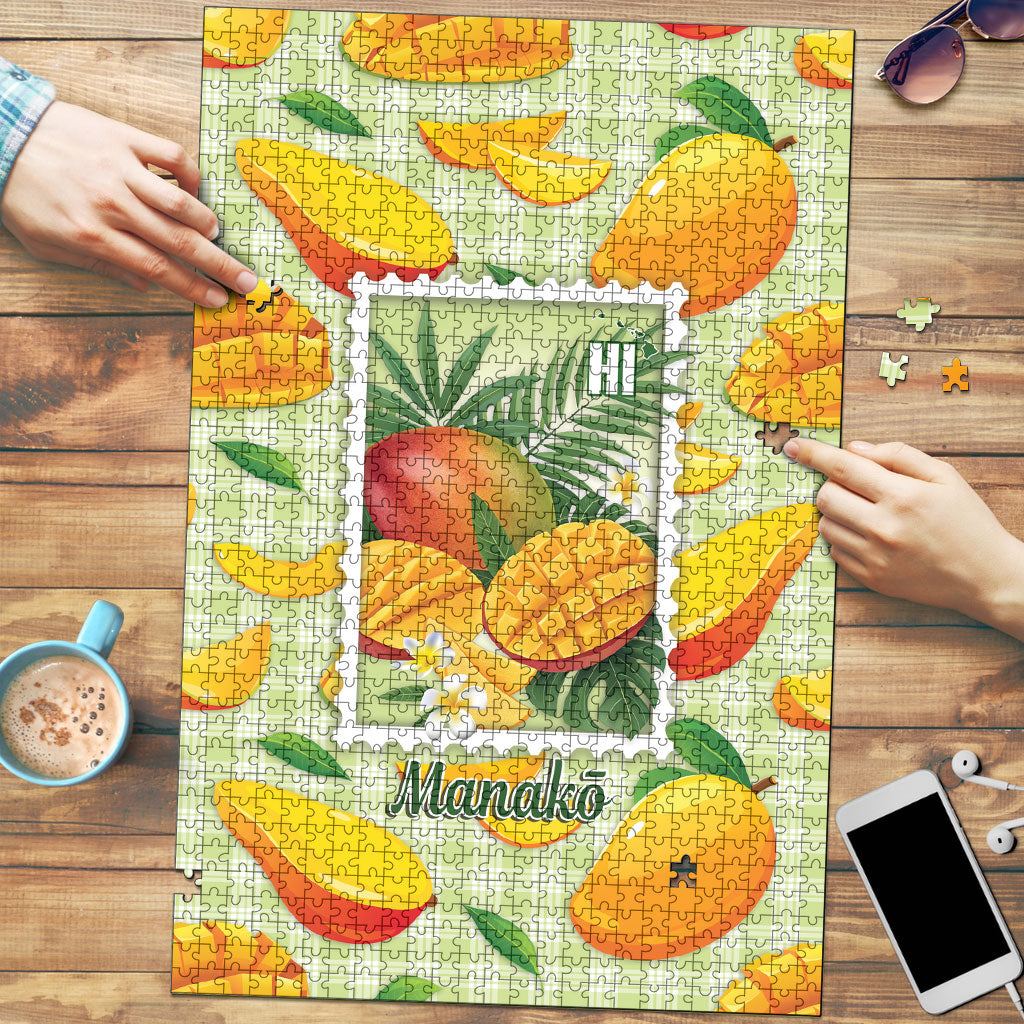 Aloha Hawaii Manako Palaka Motifs Puzzle Hawaiian Mango Stylized Stamp