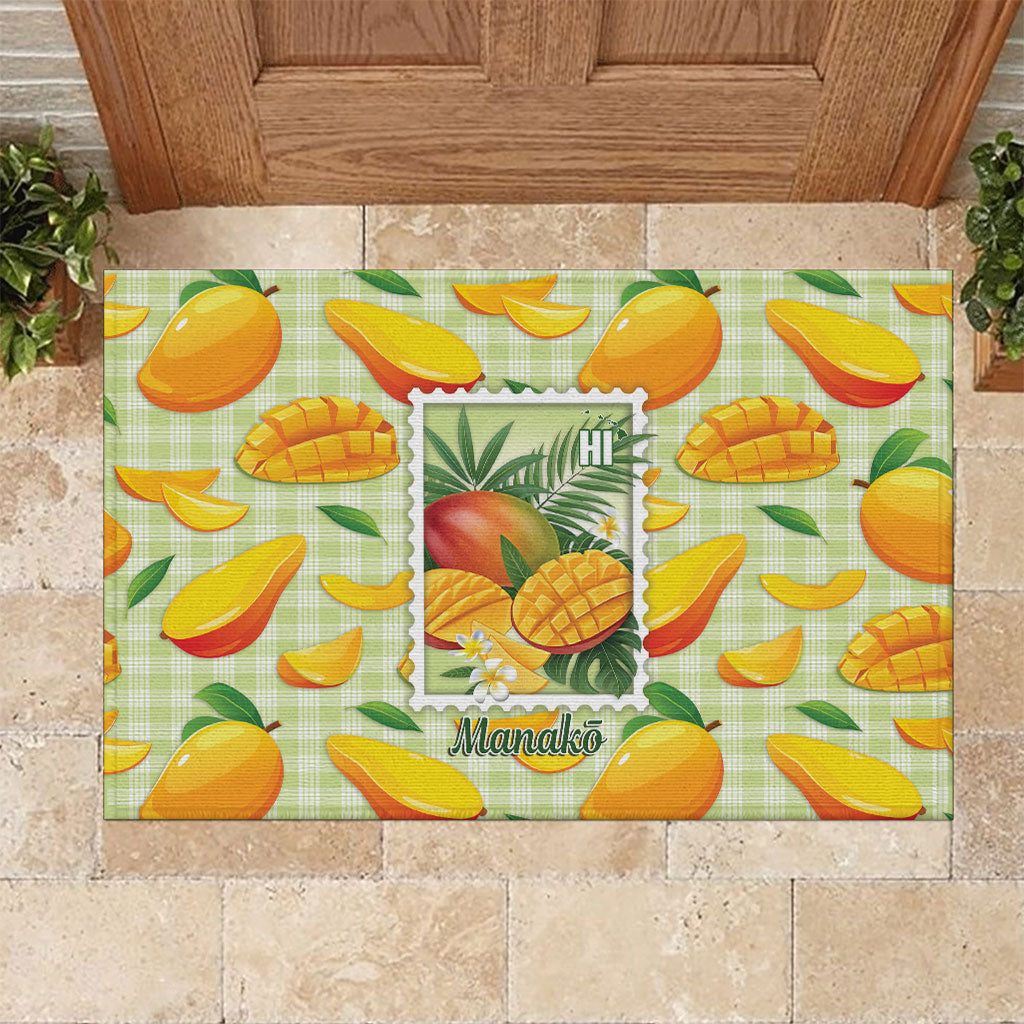 Aloha Hawaii Manako Palaka Motifs Rubber Doormat Hawaiian Mango Stylized Stamp