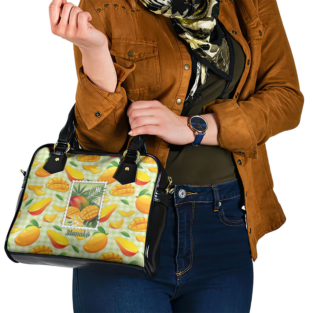 Aloha Hawaii Manako Palaka Motifs Shoulder Handbag Hawaiian Mango Stylized Stamp