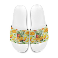 Aloha Hawaii Manako Palaka Motifs Slide Sandals Hawaiian Mango Stylized Stamp LT14 Yellow - Polynesian Pride