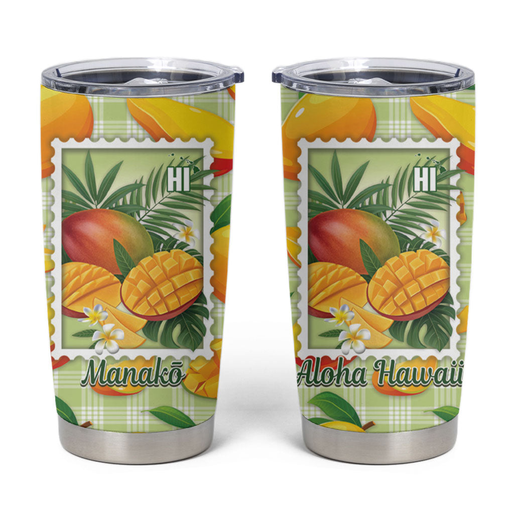 Aloha Hawaii Manako Palaka Motifs Tumbler Cup Hawaiian Mango Stylized Stamp