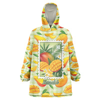 Aloha Hawaii Manako Palaka Motifs Wearable Blanket Hoodie Hawaiian Mango Stylized Stamp LT14 One Size Yellow - Polynesian Pride