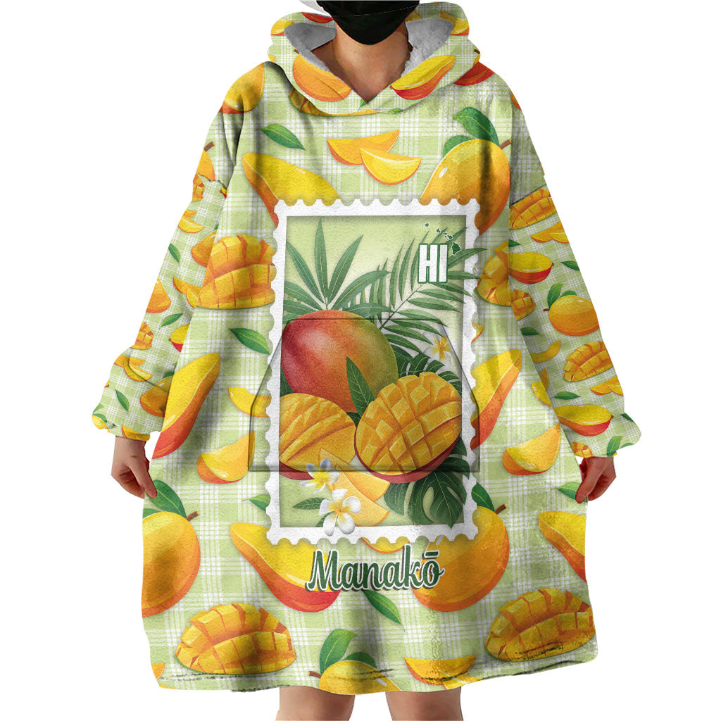 Aloha Hawaii Manako Palaka Motifs Wearable Blanket Hoodie Hawaiian Mango Stylized Stamp LT14 - Polynesian Pride