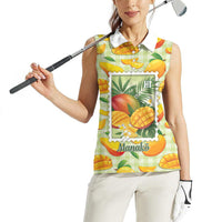 Aloha Hawaii Manako Palaka Motifs Women Sleeveless Polo Shirt Hawaiian Mango Stylized Stamp LT14 - Polynesian Pride