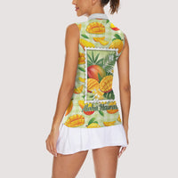 Aloha Hawaii Manako Palaka Motifs Women Sleeveless Polo Shirt Hawaiian Mango Stylized Stamp LT14 - Polynesian Pride