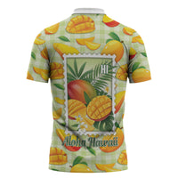 Aloha Hawaii Manako Palaka Motifs Zipper Polo Shirt Hawaiian Mango Stylized Stamp LT14 - Polynesian Pride