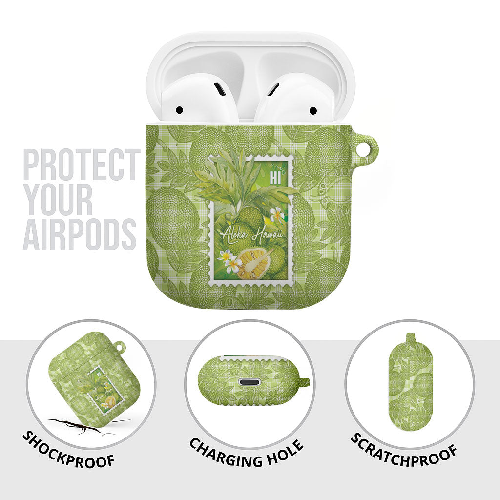 Aloha Hawaii Ulu Palaka Motifs AirPods Case Hawaiian Breadfruit Stylized Stamp LT14 - Polynesian Pride