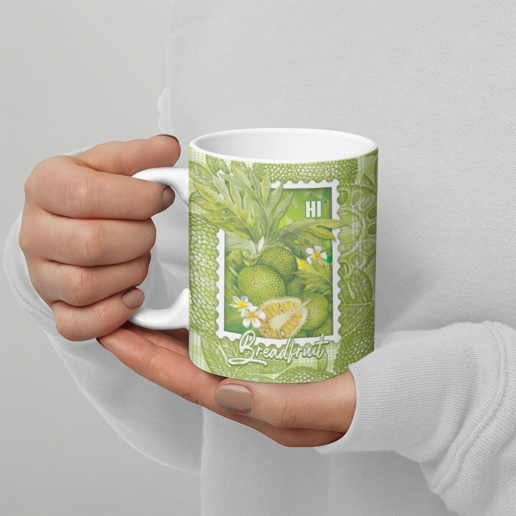 Aloha Hawaii Ulu Palaka Motifs Ceramic Mug Hawaiian Breadfruit Stylized Stamp LT14 - Polynesian Pride