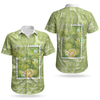Aloha Hawaii Ulu Palaka Motifs Couples Matching Puletasi and Hawaiian Shirt Hawaiian Breadfruit Stylized Stamp LT14 - Polynesian Pride