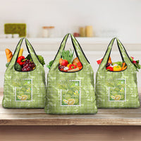 Aloha Hawaii Ulu Palaka Motifs Grocery Bag Hawaiian Breadfruit Stylized Stamp LT14 3-pack One Size Green - Polynesian Pride