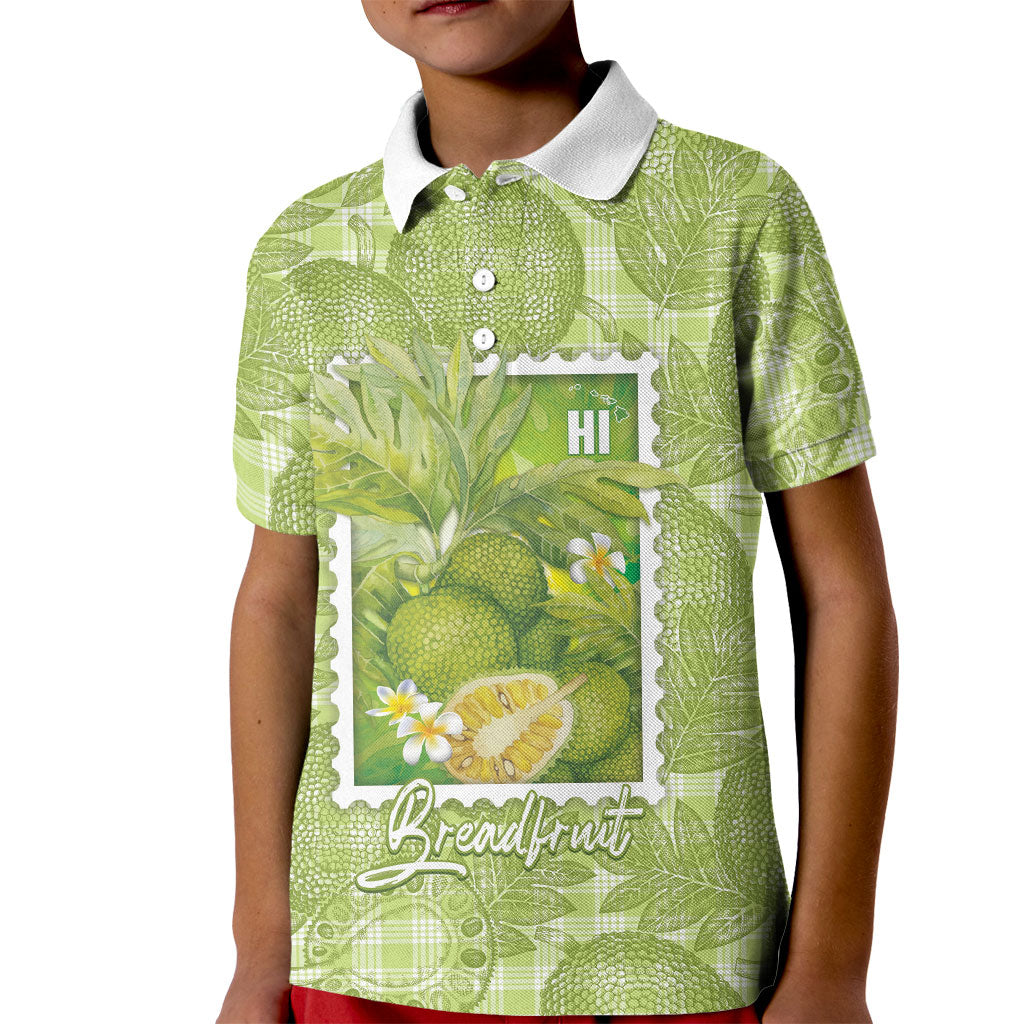 Aloha Hawaii Ulu Palaka Motifs Kid Polo Shirt Hawaiian Breadfruit Stylized Stamp