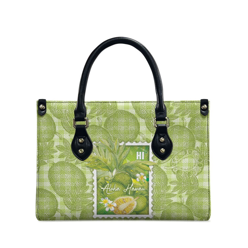 Aloha Hawaii Ulu Palaka Motifs Leather Bag Hawaiian Breadfruit Stylized Stamp LT14 - Polynesian Pride