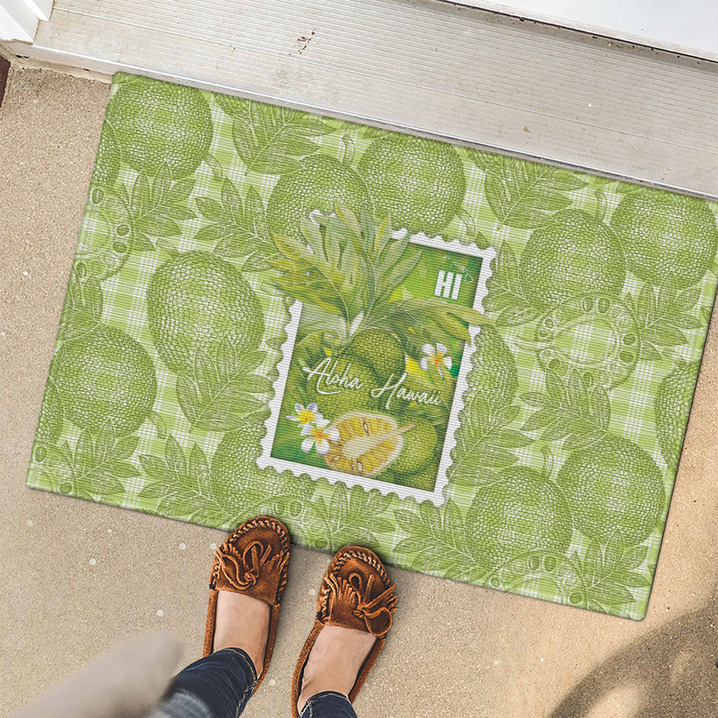 Aloha Hawaii Ulu Palaka Motifs Rubber Doormat Hawaiian Breadfruit Stylized Stamp LT14 - Polynesian Pride