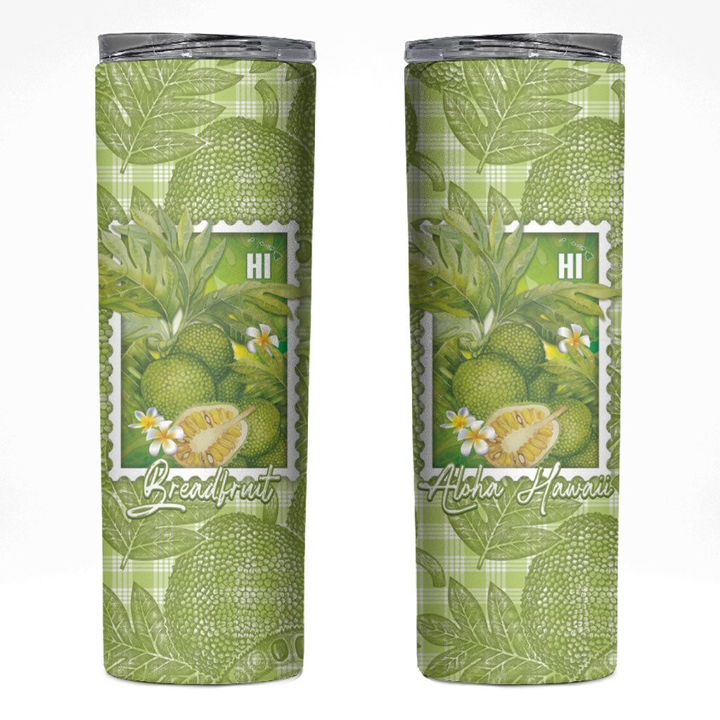 Aloha Hawaii Ulu Palaka Motifs Skinny Tumbler Hawaiian Breadfruit Stylized Stamp