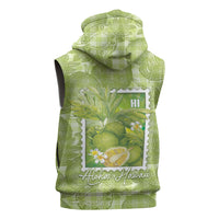 Aloha Hawaii Ulu Palaka Motifs Sleeveless Hoodie Hawaiian Breadfruit Stylized Stamp LT14 - Polynesian Pride