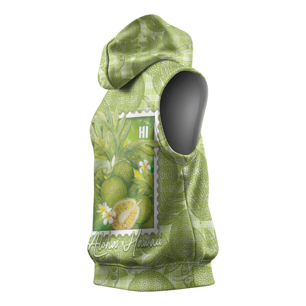 Aloha Hawaii Ulu Palaka Motifs Sleeveless Hoodie Hawaiian Breadfruit Stylized Stamp LT14 - Polynesian Pride