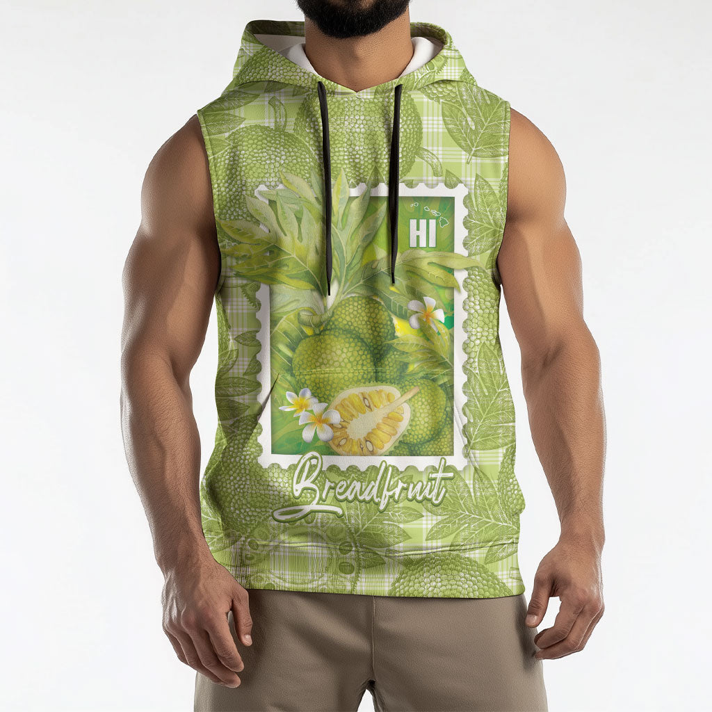 Aloha Hawaii Ulu Palaka Motifs Sleeveless Hoodie Hawaiian Breadfruit Stylized Stamp LT14 - Polynesian Pride