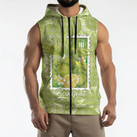 Aloha Hawaii Ulu Palaka Motifs Sleeveless Zip Hoodie Hawaiian Breadfruit Stylized Stamp LT14 - Polynesian Pride
